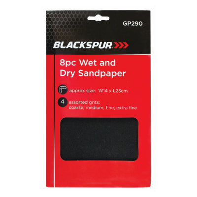 Blackspur 8 piece Wet and Dry Sandpaper Blackspur 8 piece Wet and Dry Sandpaper